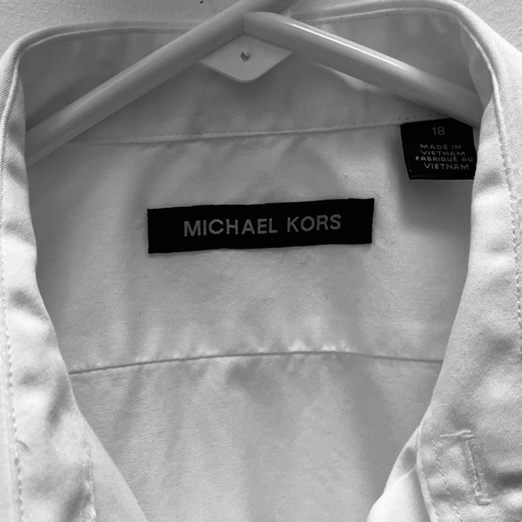 Michael Kors Big Boys Classic Fit Stretch Dress Shirt - White Size 18 - Picture 6 of 9
